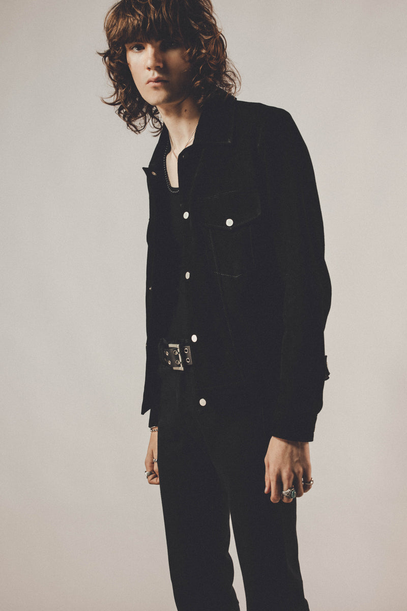 The Suede Trucker Jacket - Black