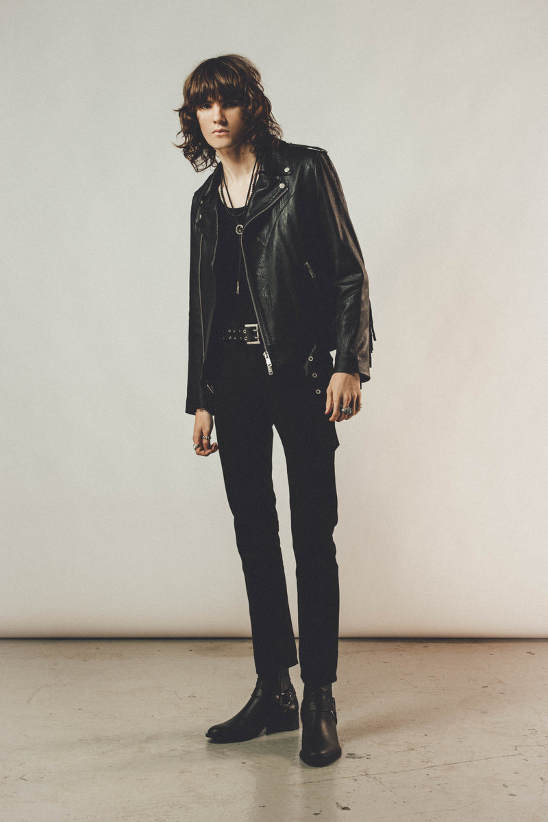 OUTLAW BIKER JACKET | BLACK LEATHER & OTHER