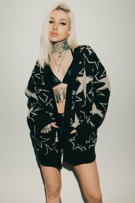 The Graffiti Star Cardigan | Black & White