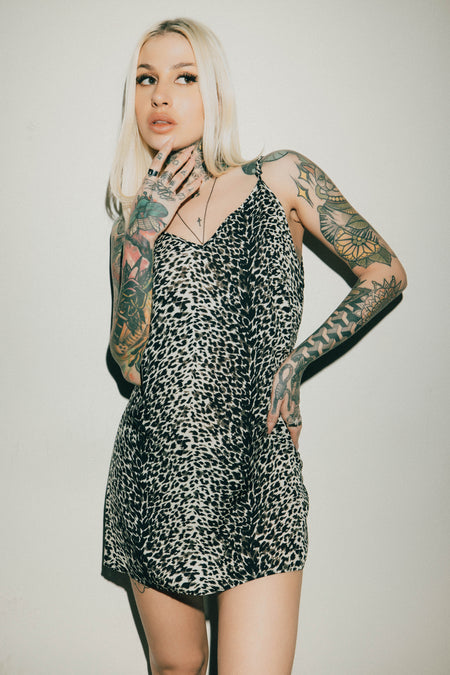 V Neck Slip Dress | Eden Leopard