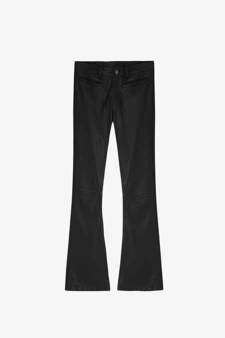 O24 Flared Leather Pants - Vintage Black
