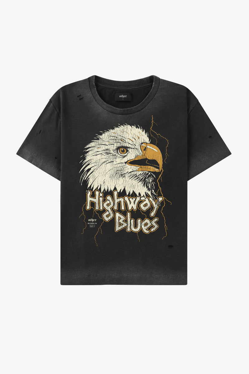 HIGHWAY BLUES EAGLE VINTAGE TEE HEAVY RELIC BLACK OTHER