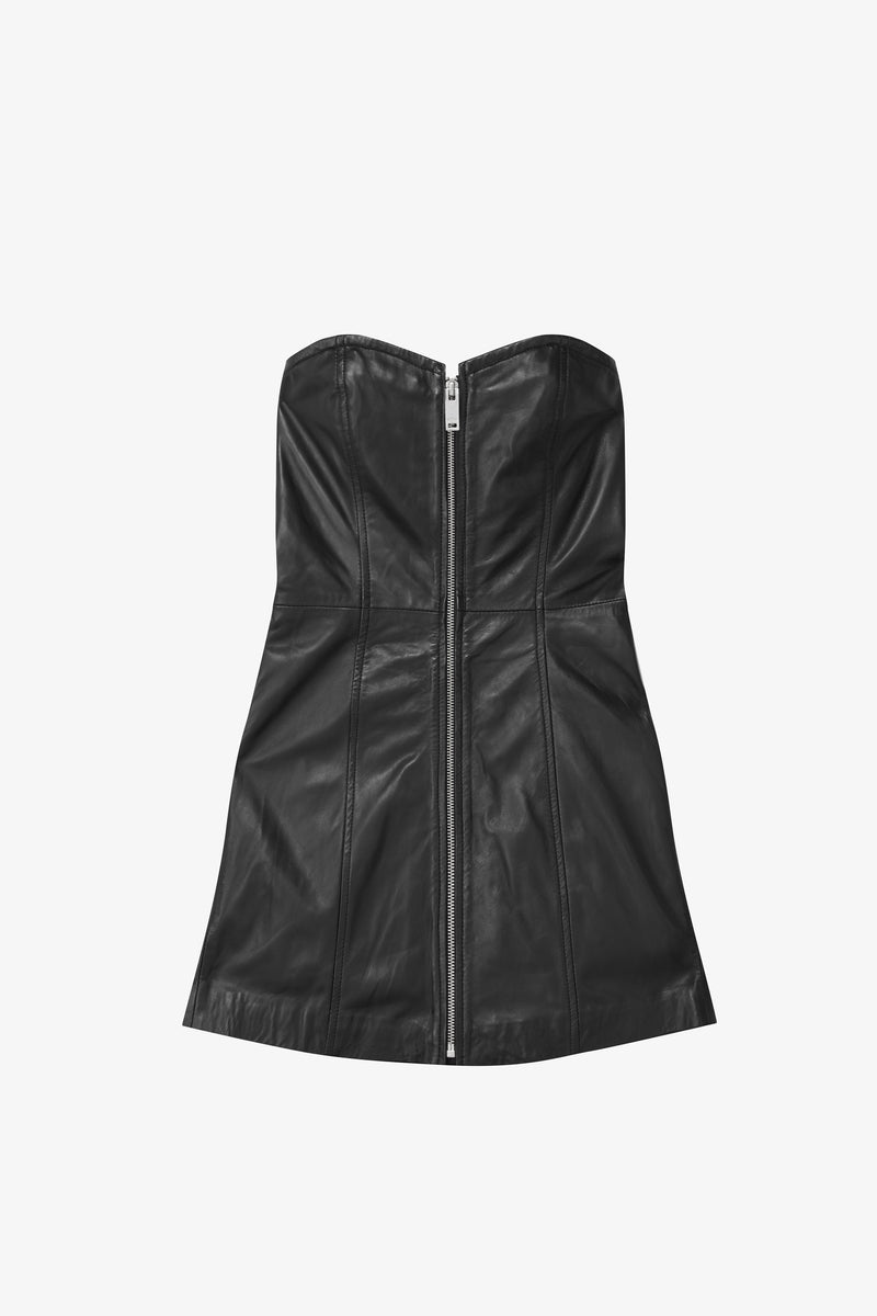 Lita Zip Leather Tube Dress – Black ‐ OTHER