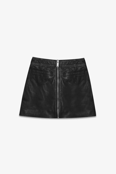 The Lita Zip Ultra Mini Skirt | Black Leather