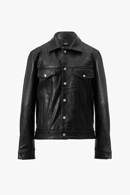 The Leather Trucker Jacket - Black