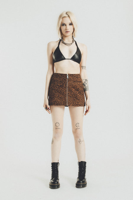 The Lita Zip Ultra Mini Skirt | Leopard Suede