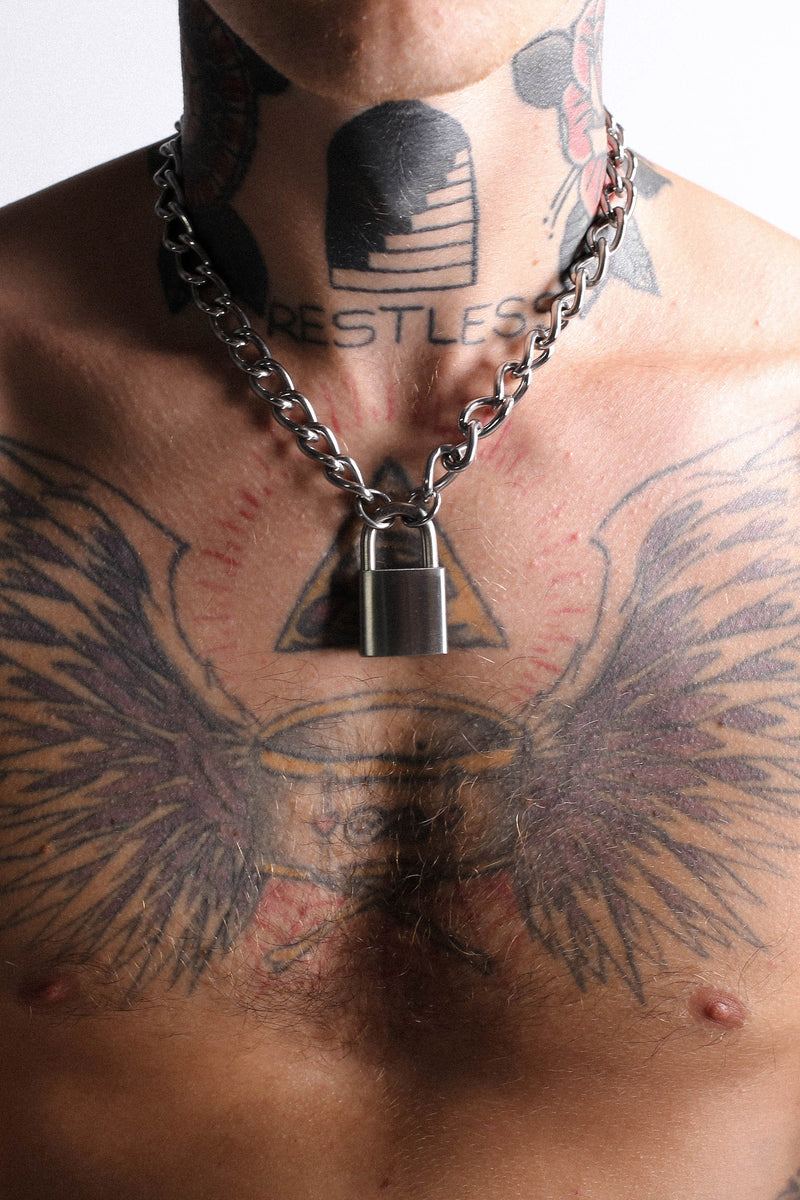 XL Padlock Choker Chain OTHER UK Punk Goth Rock Street Urban Accessory 