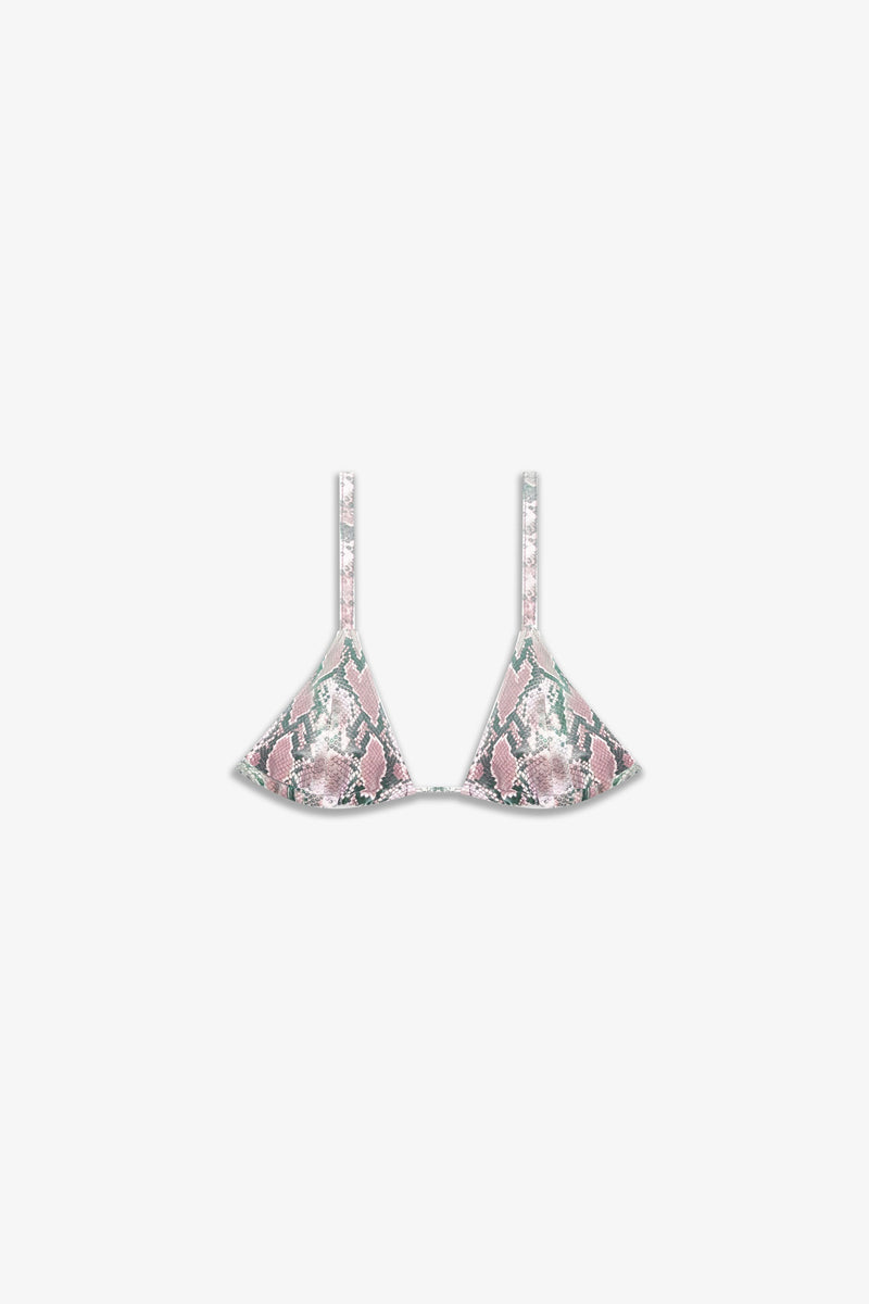 Snakeskin Faux Leather Bra | Pink Blush