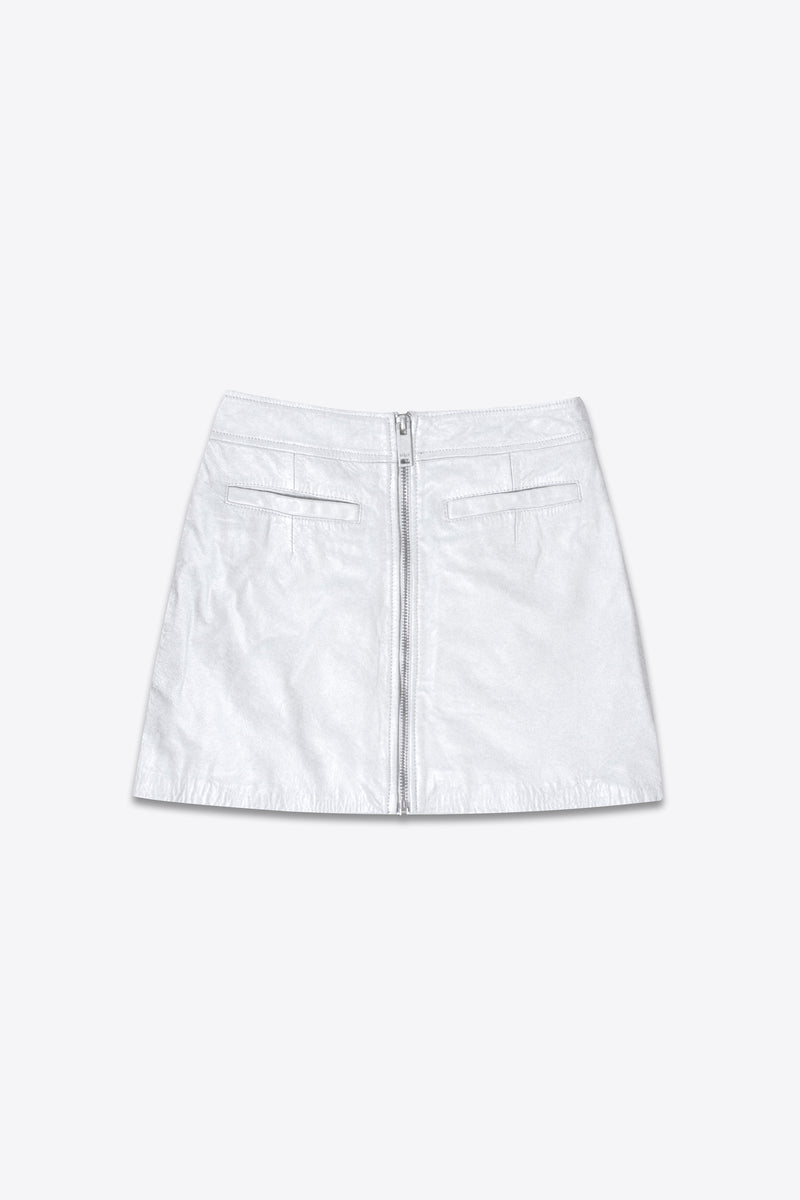 The Lita Zip Ultra Mini Skirt | Silver Leather