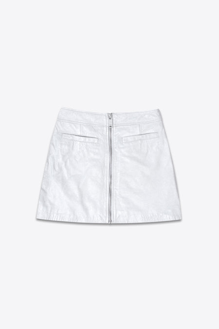The Lita Zip Ultra Mini Skirt | Silver Leather