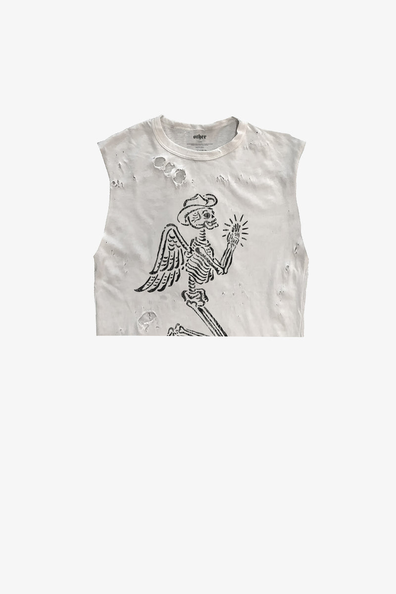 Skeleton Cowboy Cropped Thrasher Tank