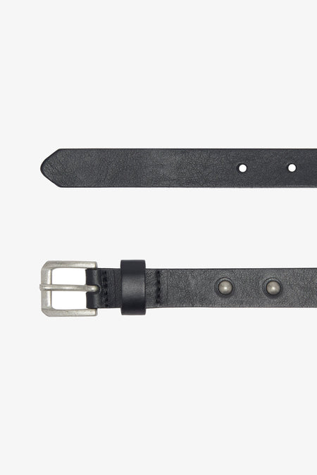 Studded Skinny Belt | Black Leather