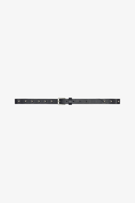 Studded Skinny Belt | Black Leather