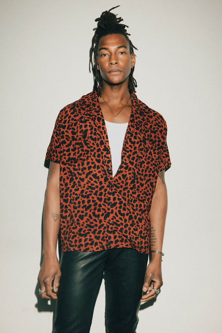 Cuban Shirt | Red Leopard