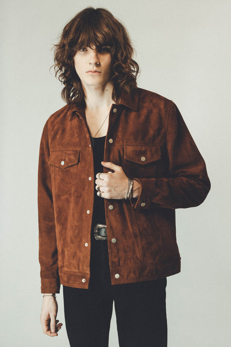 Suede Trucker Jacket | Cigar Suede