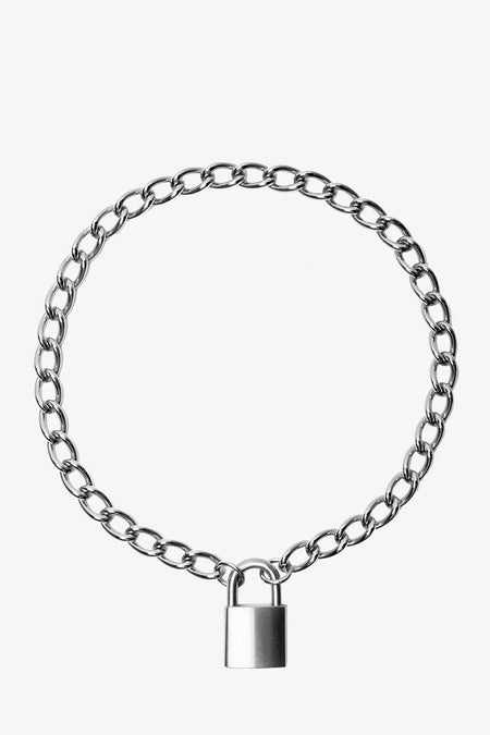 XL Padlock Choker Chain - Silver