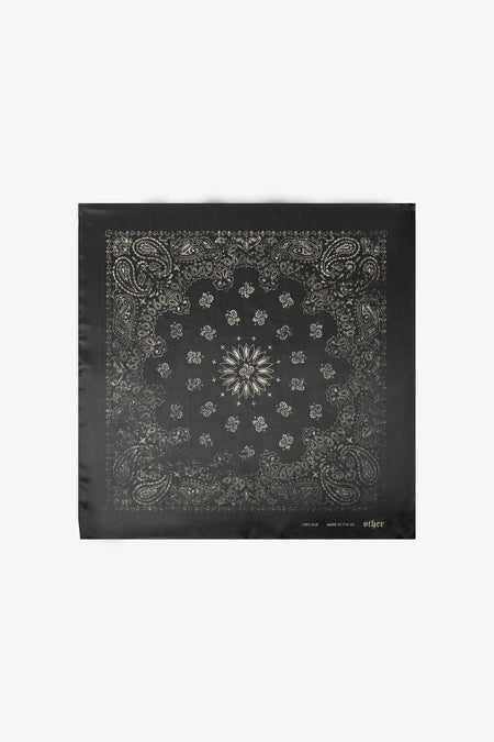 The Vintage Paisley Silk Bandana| Vintage Black & Dirty White